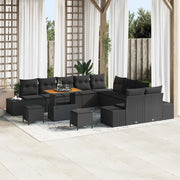 Set Divano da Giardino con cuscino 13 pcs Nero Poly Rattan