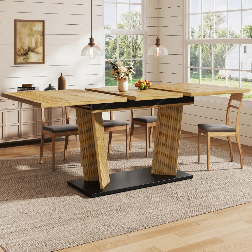 Tavolo da pranzo estensibile 120x80x76 cm in MDF e metallo rovere
