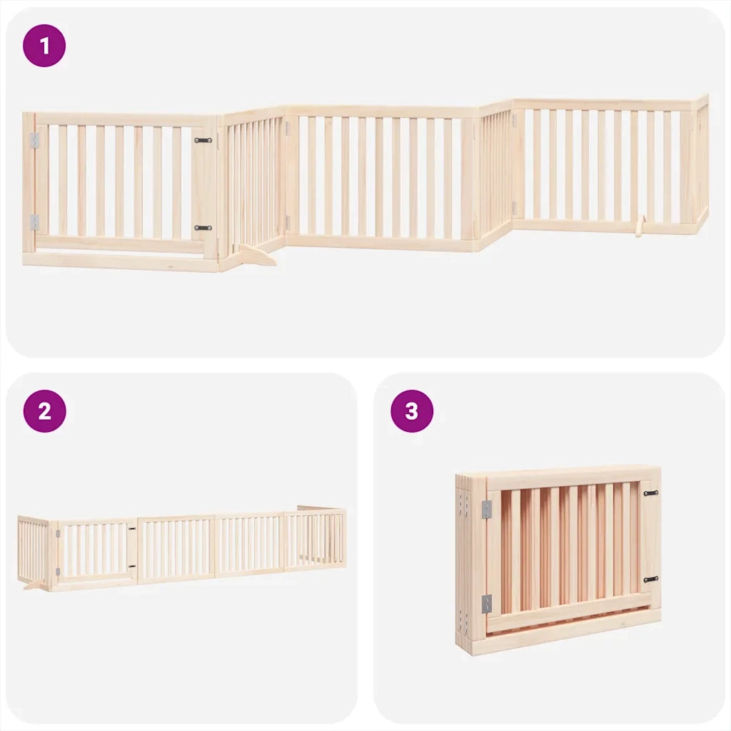 Cancello per Cani Pieghevole 6 Pannelli 480 cm Legno di Pioppo CFW9770772
