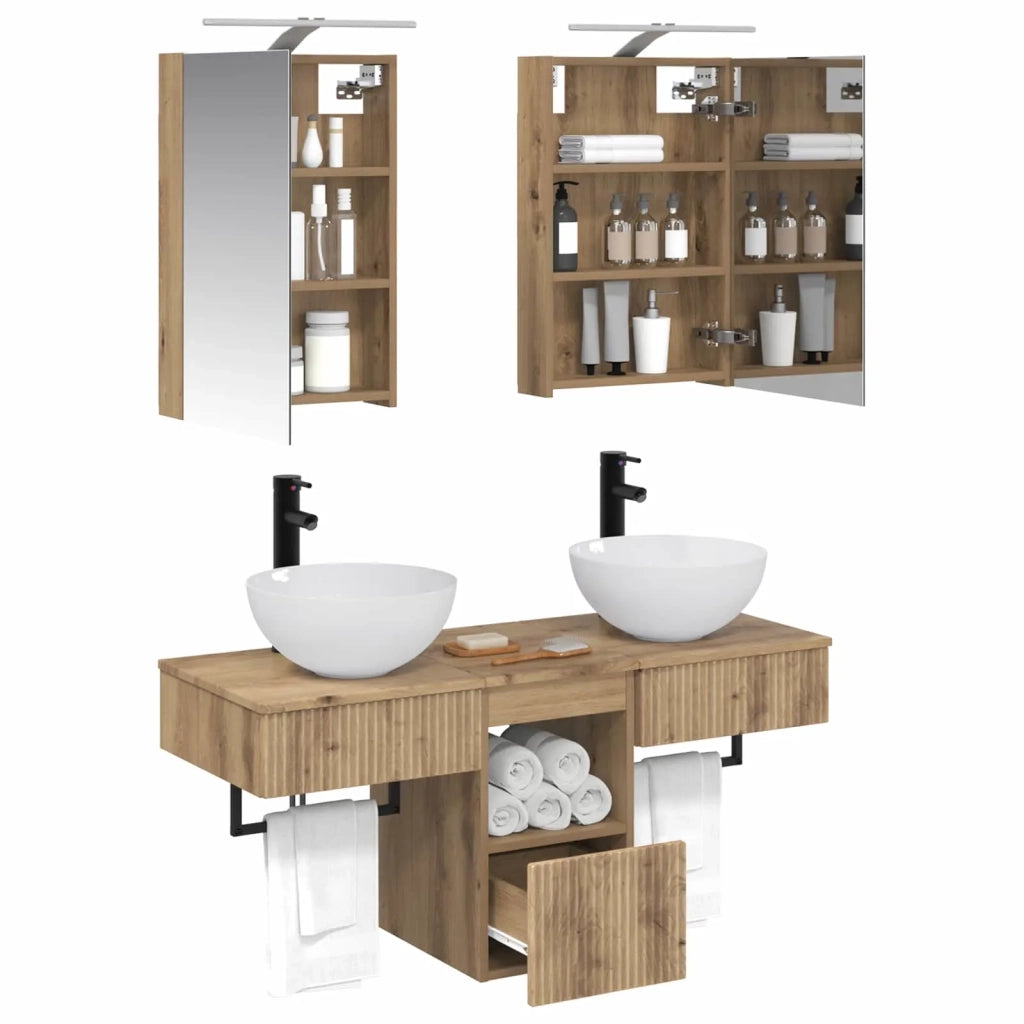 Set di Armadi da Bagno 5 pcs Rovere Artigianale 3406278