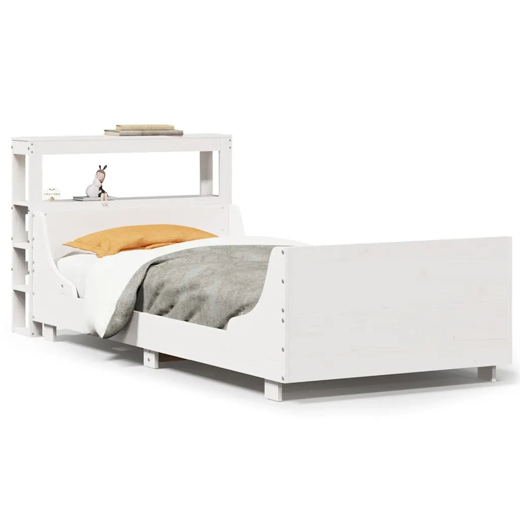 Letto senza Materasso Bianco 75x190 in Legno Massello di Pino 3306484
