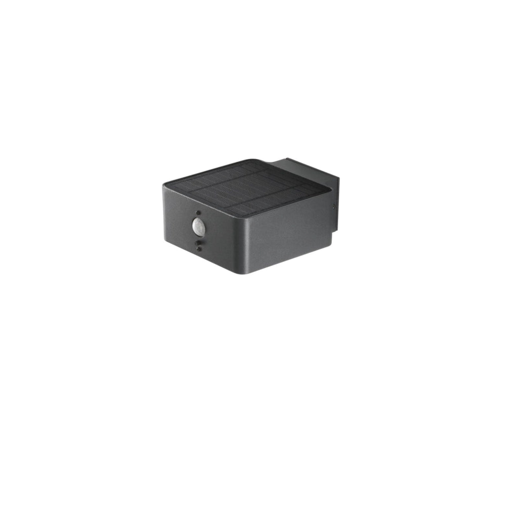 APPLIQUE LED TED ANTRACITE 3W 300LM 4000K PANNELLO SOLARE E SENSORE DI MOVIMENTO IP54 14,3X7,5X17,3CM