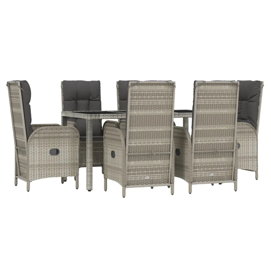 Set da Pranzo da Giardino 7 pz con Cuscini in Polyrattan Grigiocod mxl 124375