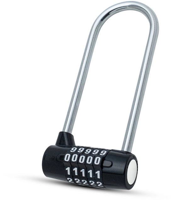 Blocco di sicurezza per bicicletta, 5 cifre, impermeabile, resistente all'usura, blocco di sicurezza per scuola, blocco di sicurezza per palestra, cassaforte, cassettone per attrezzi, cancello, nero