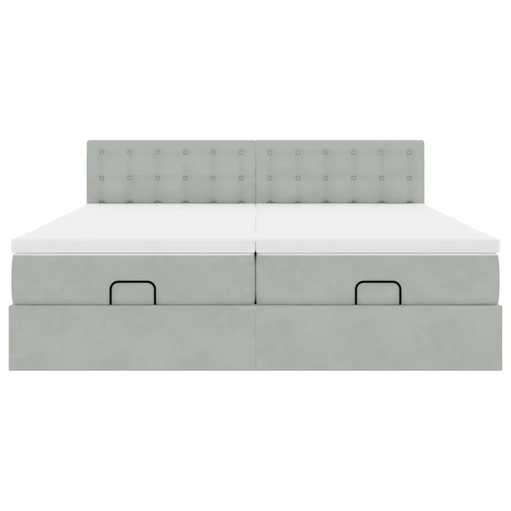 Struttura Letto Pouf con Materassi 160x200 cm in Velluto
