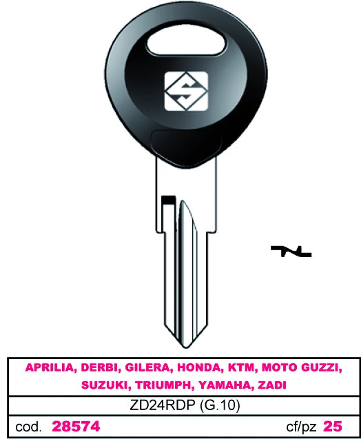 Silca CHIAVE PER AUTO ASC ZD24RDP (G.VAK 0) APRILIA 5.00 pz