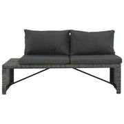 Set Divani da Giardino 3 pz con Cuscini in Polyrattan Grigio 44720
