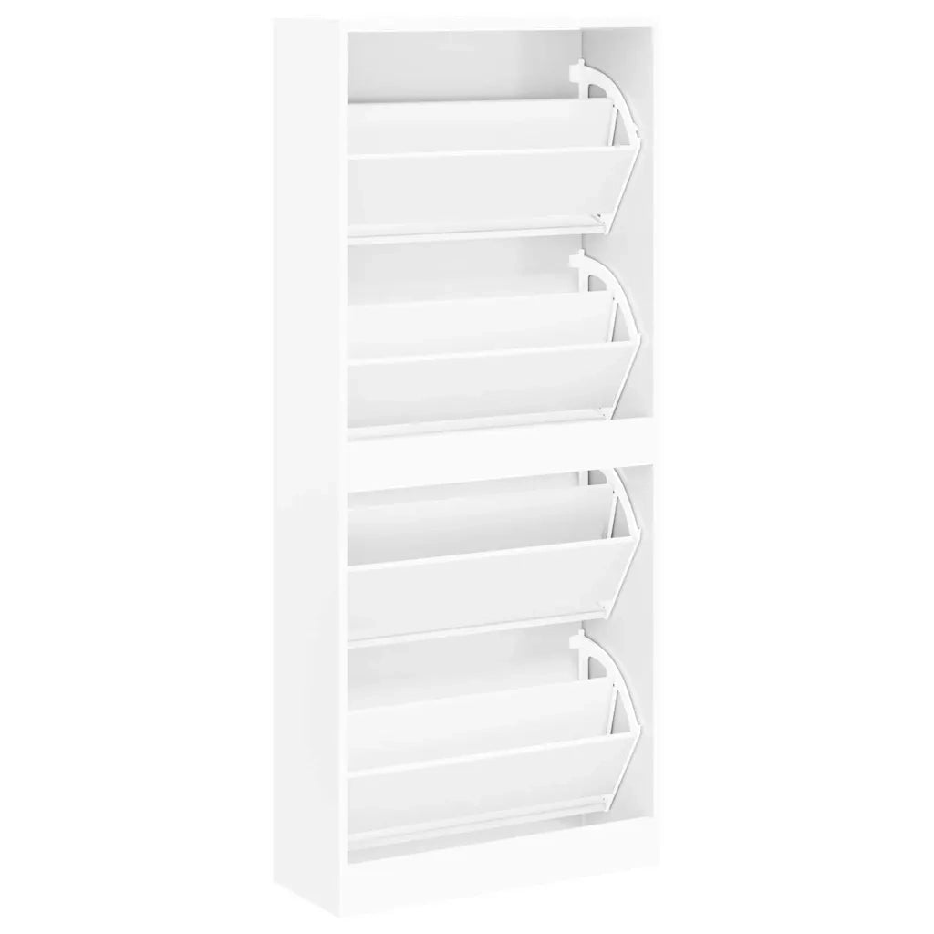 Scarpiera Bianca 63x24x147 cm in Legno Multistrato 342542