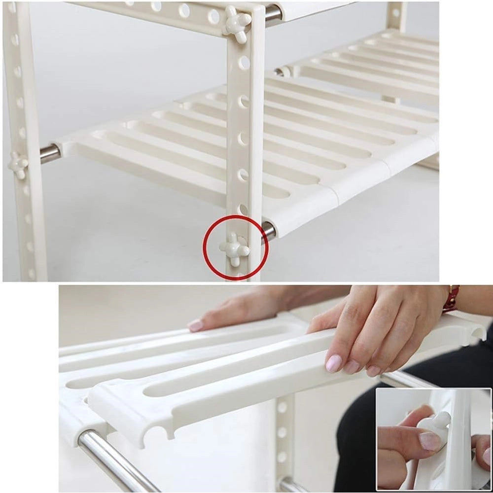 Trade Shop - Scaffale Stoviglie Estensibile 50-70cm Organizer Sottolavello Portaoggetti Mensola 2 Piani -