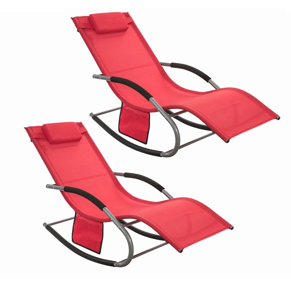 SoBuy 2 x Sdraio a dondolo con poggiatesta 63x150x87cm OGS28-RX2