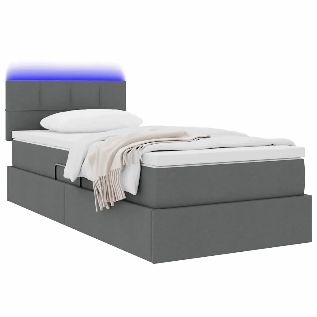 Letto con contenitore e LED Grigio scuro 90 x 200 cm Tessuto 3371119