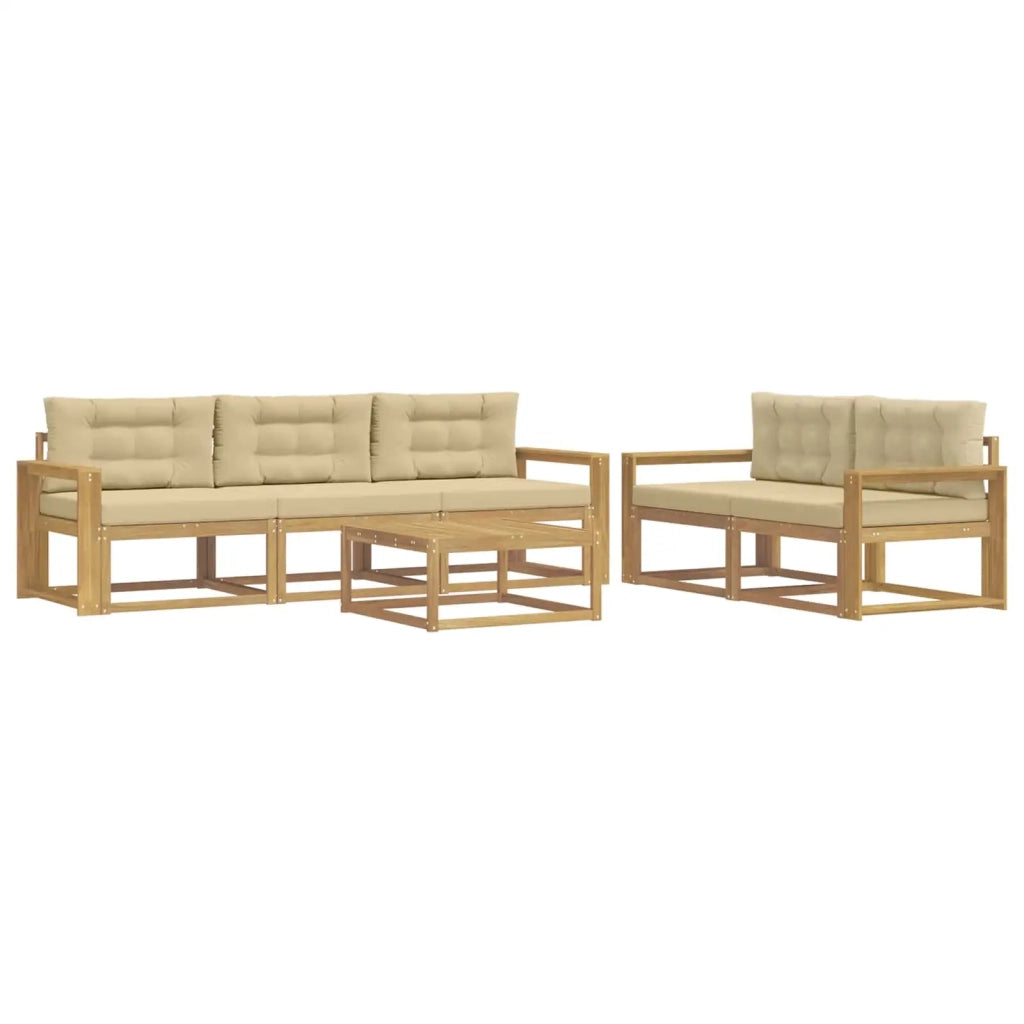 Set di divani da esterno con cuscino 6 pcs Bianco e Beige 3386067
