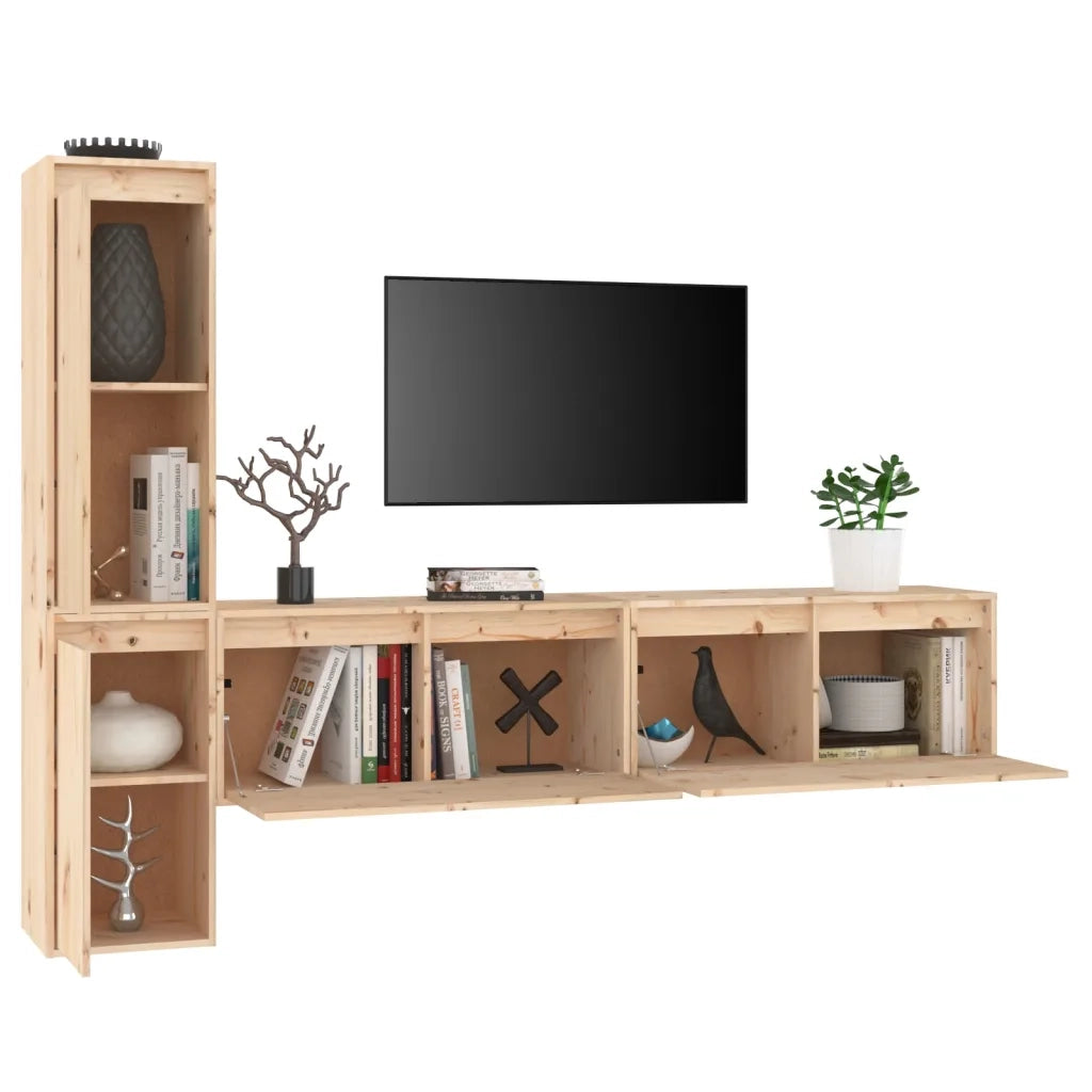 Mobili Porta TV 4 pz in Legno Massello di Pino cod mxl 8497