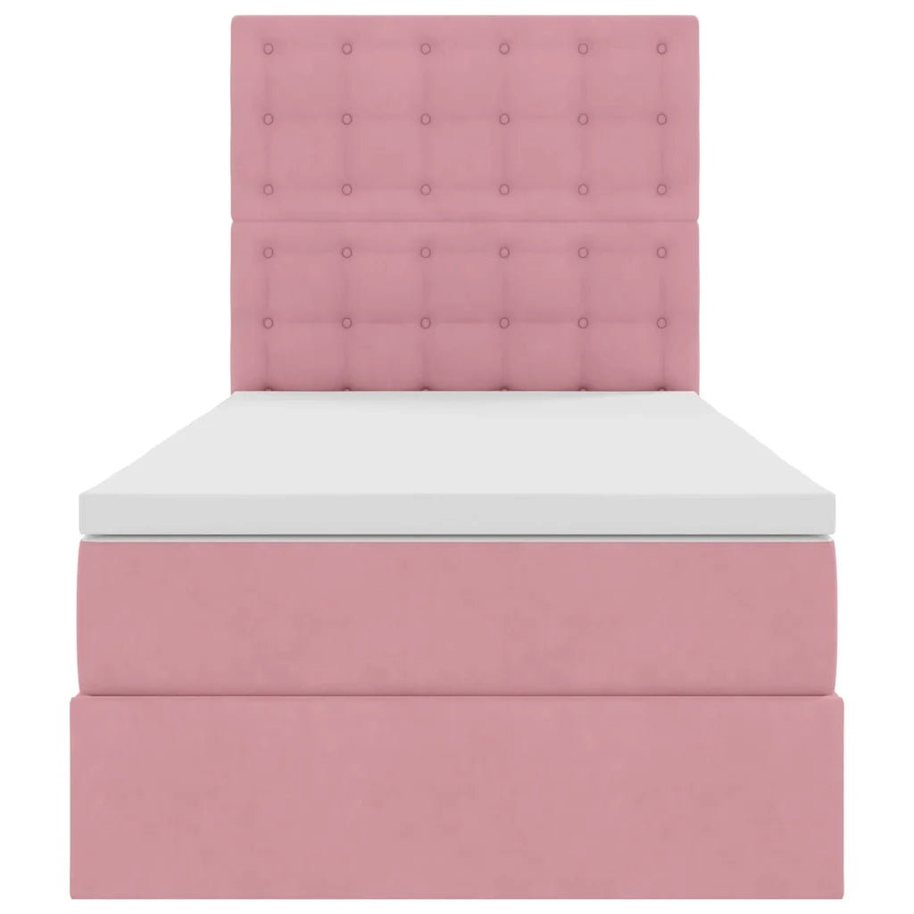 Letto con contenitore e materasso Rosa 100 x 200 cm Velluto