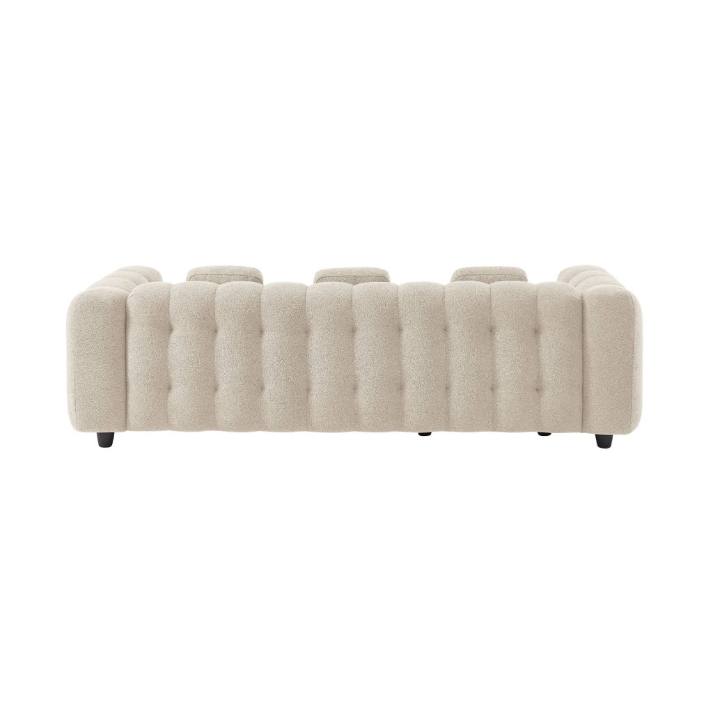 Divano angolare reversibile in tessuto bouclé testurizzato, beige