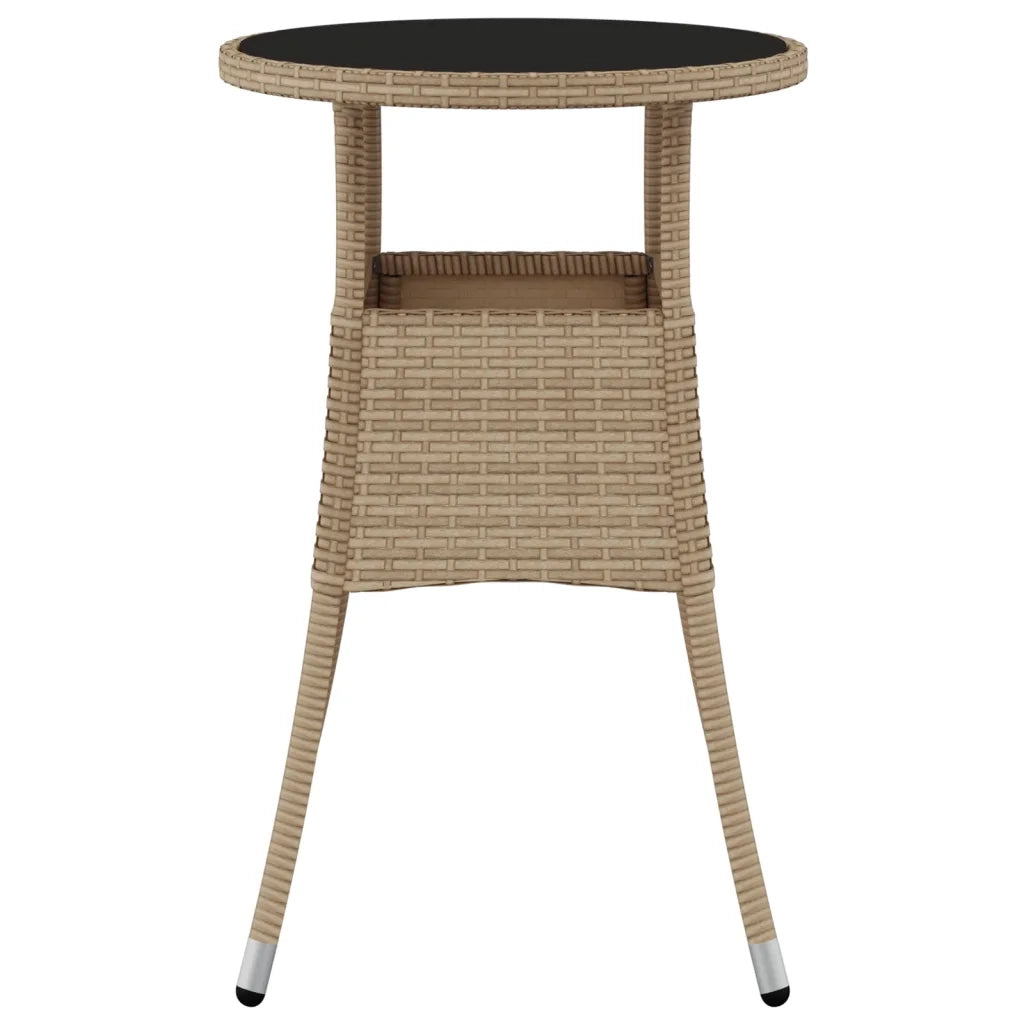 Tavolo da Giardino Ø60x75 cm Vetro Temperato e Polyrattan Beige 310601
