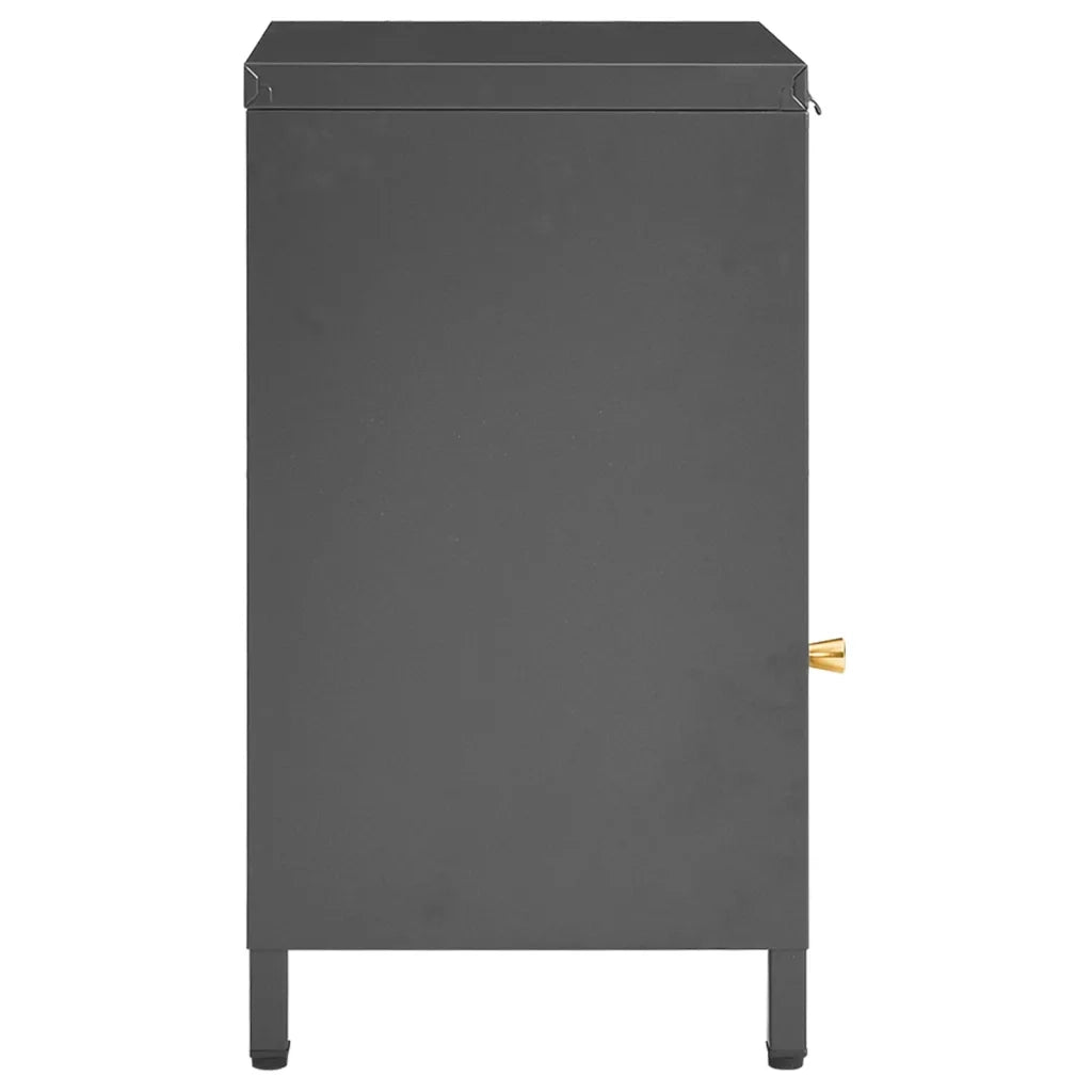 Set di 2 Comodini | Armadio da Notte | Mobiletto da notte Antracite 40x30x54,5 cm in Acciaio e Vetro