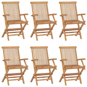Sedie da Giardino Pieghevoli 6 pz in Legno Massello di Teak