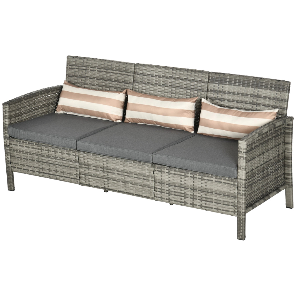 Divanetto da Esterno 3 Posti in Rattan PE, Divano da Esterno con Cuscini Imbottiti e Sfoderabili, per Giardino, Patio e Terrazzo, 173x68x78 cm, Grigio