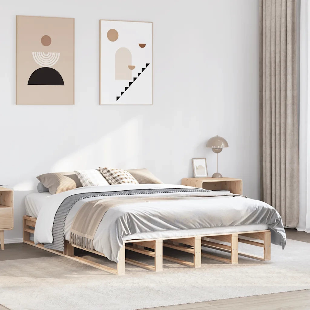 Letto matrimoniale | Letto per adulti | Letto senza Materasso 120x190 cm in Legno Massello di Pino