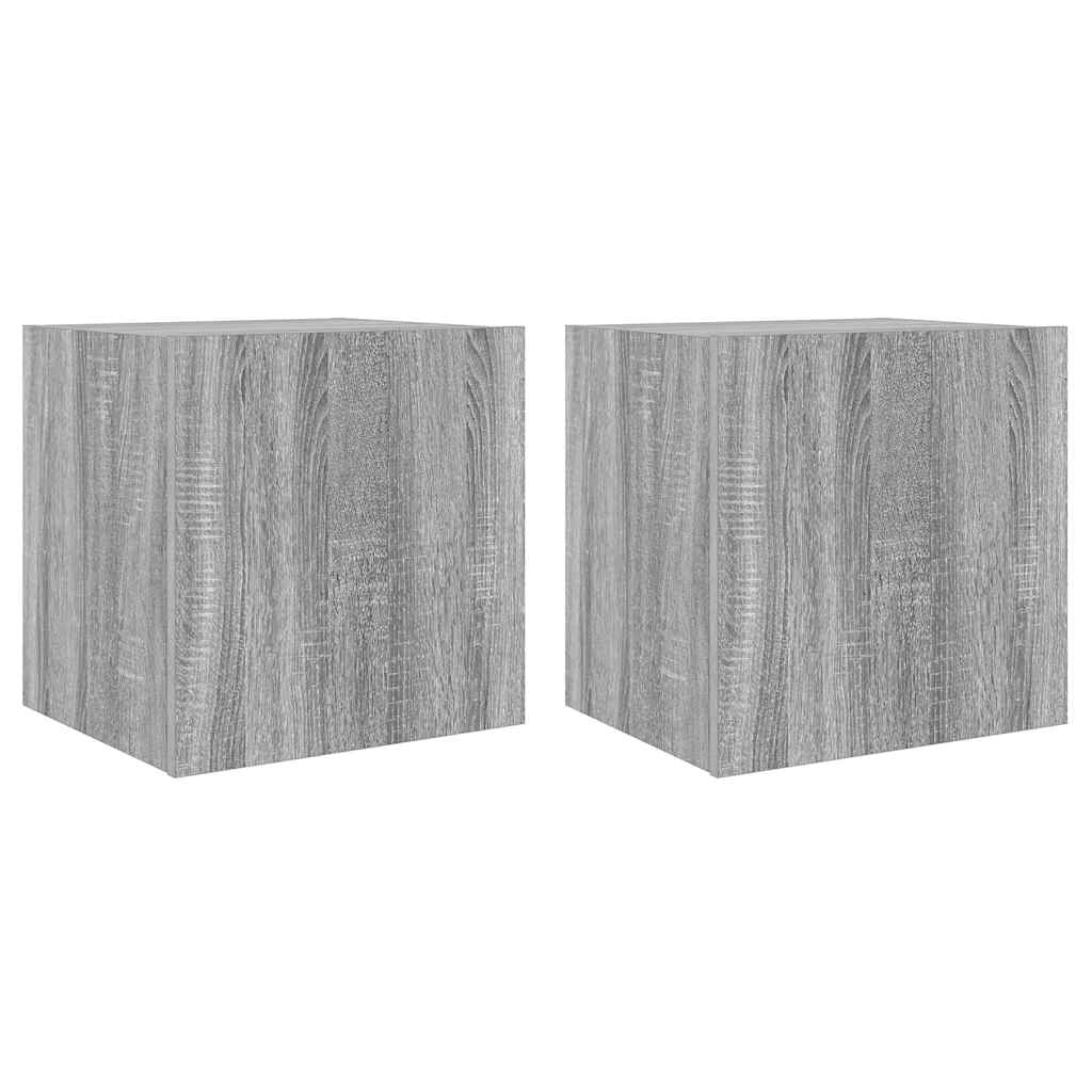 Mobili TV a Parete con Luci LED 2pz Grigio Sonoma 40,5x35x40 cmcod mxl 110167