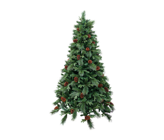Albero di Natale Artificiale 210 cm Rami Pigna del Gargano Verde con Pigne