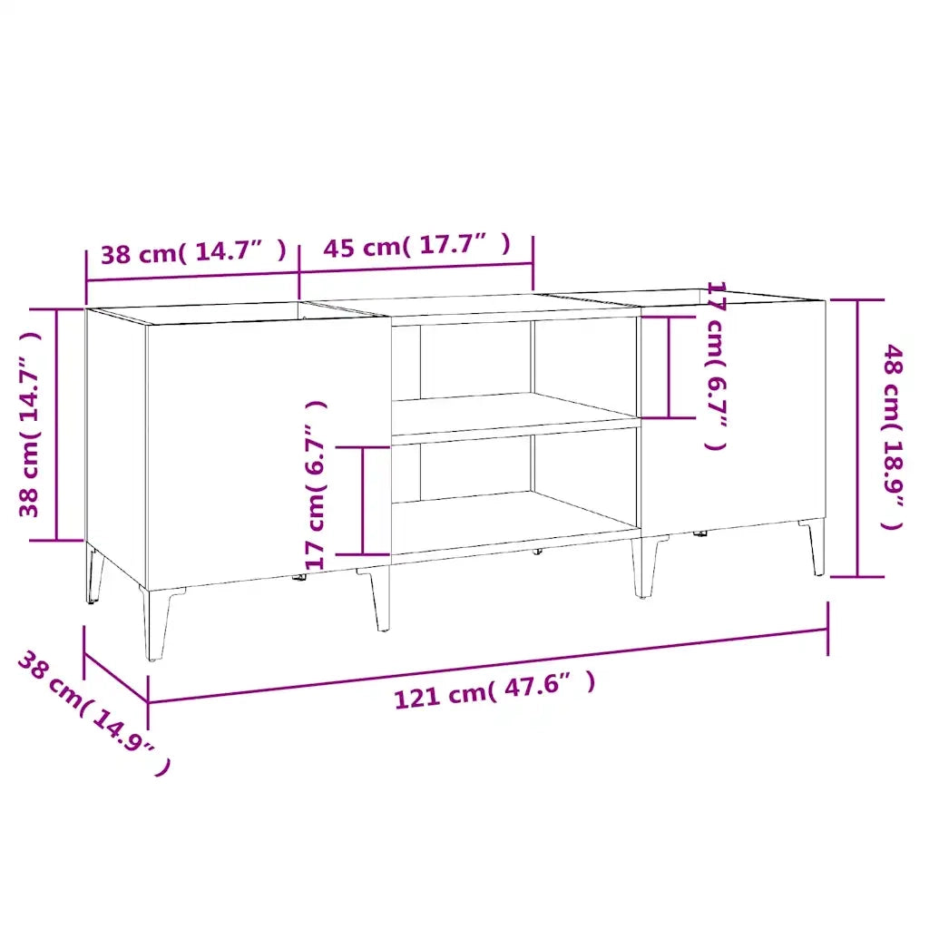 Mobile Porta Dischi Bianco 121x38x48 cm in Legno Multistrato 831933