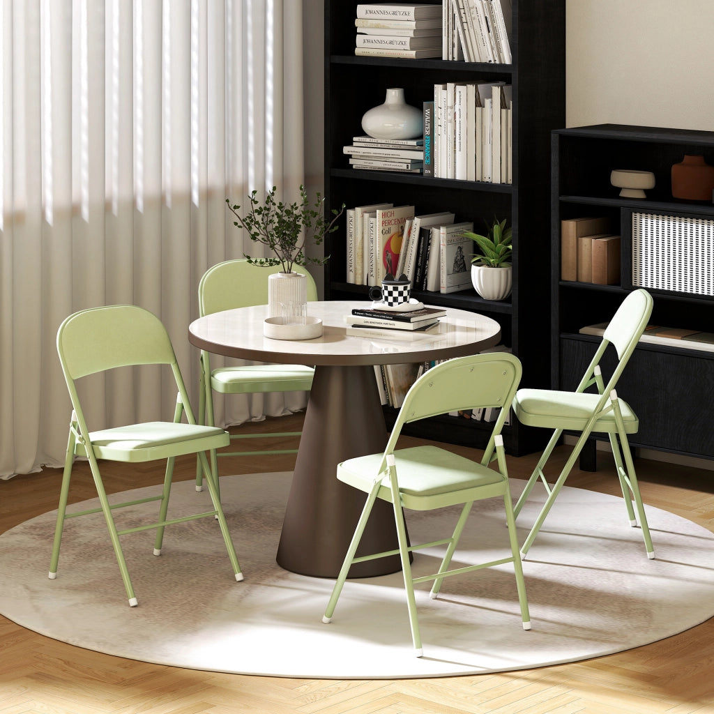 Sedia da Pranzo Pieghevole con Schienale Imbottito ¨C ZephMum ¨C Verde Velluto, Struttura in Metallo