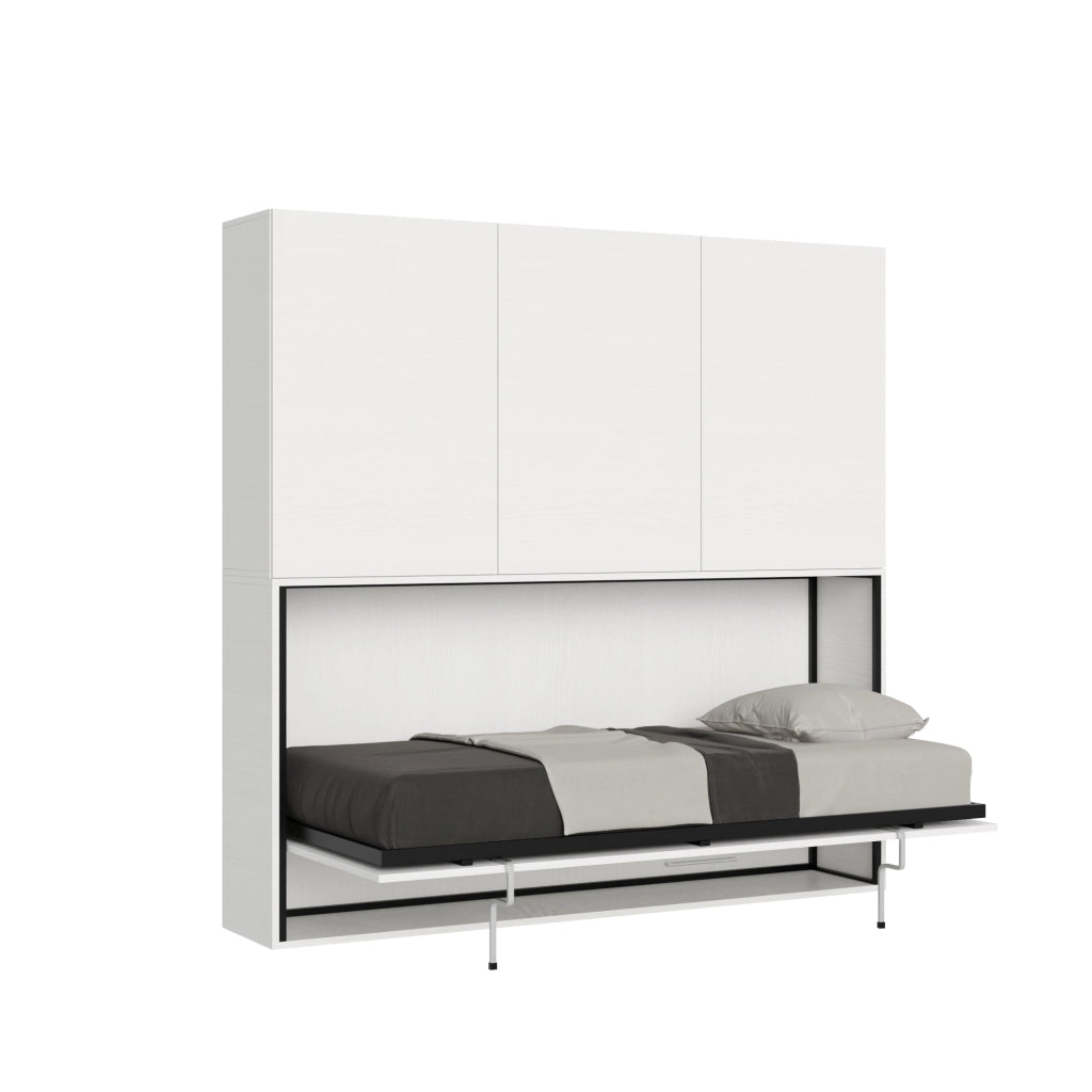 Letto Singolo a Scomparsa Composizione D Kando H194,4 Bianco Frassino con Materasso