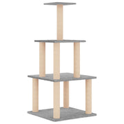 Tiragraffi per gatti torre per arrampicata giocattolo piattaforma per arrampicata con tiragraffi in sisal leggero 111 cm grigio 02_0022552