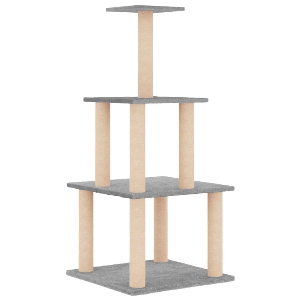 Tiragraffi per gatti torre per arrampicata giocattolo piattaforma per arrampicata con tiragraffi in sisal leggero 111 cm grigio 02_0022552