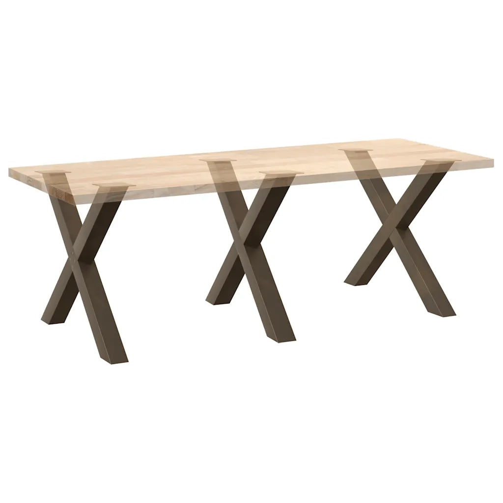 Gambe per tavolo da pranzo a forma di X 3 pz in acciaio naturale 90x(72-73) cm 4012999
