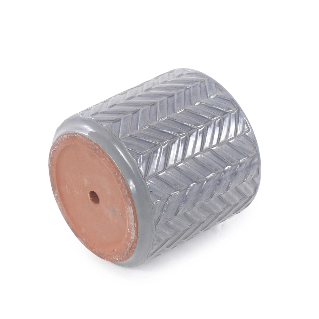 Vaso da esterno e interno in ceramica smaltata Ø38 cm, grigio cenere lucido, resistente al gelo
