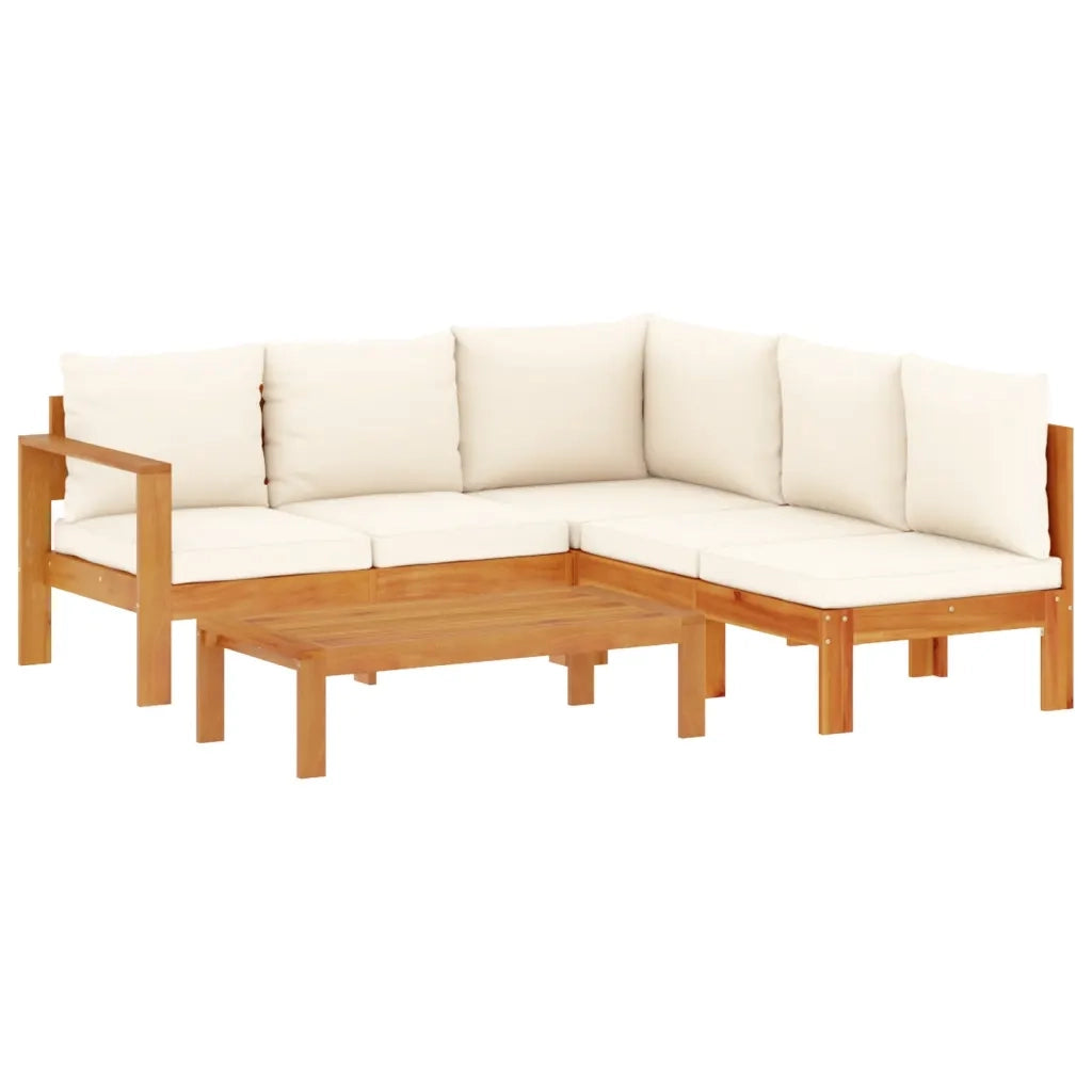 Set Divani da Giardino 4pz con Cuscini Legno Massello di Acacia