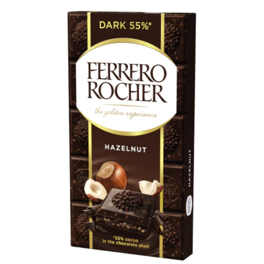Ferrero rocher original tavoletta di cioccolato fondente con nocciole da 90 grammi