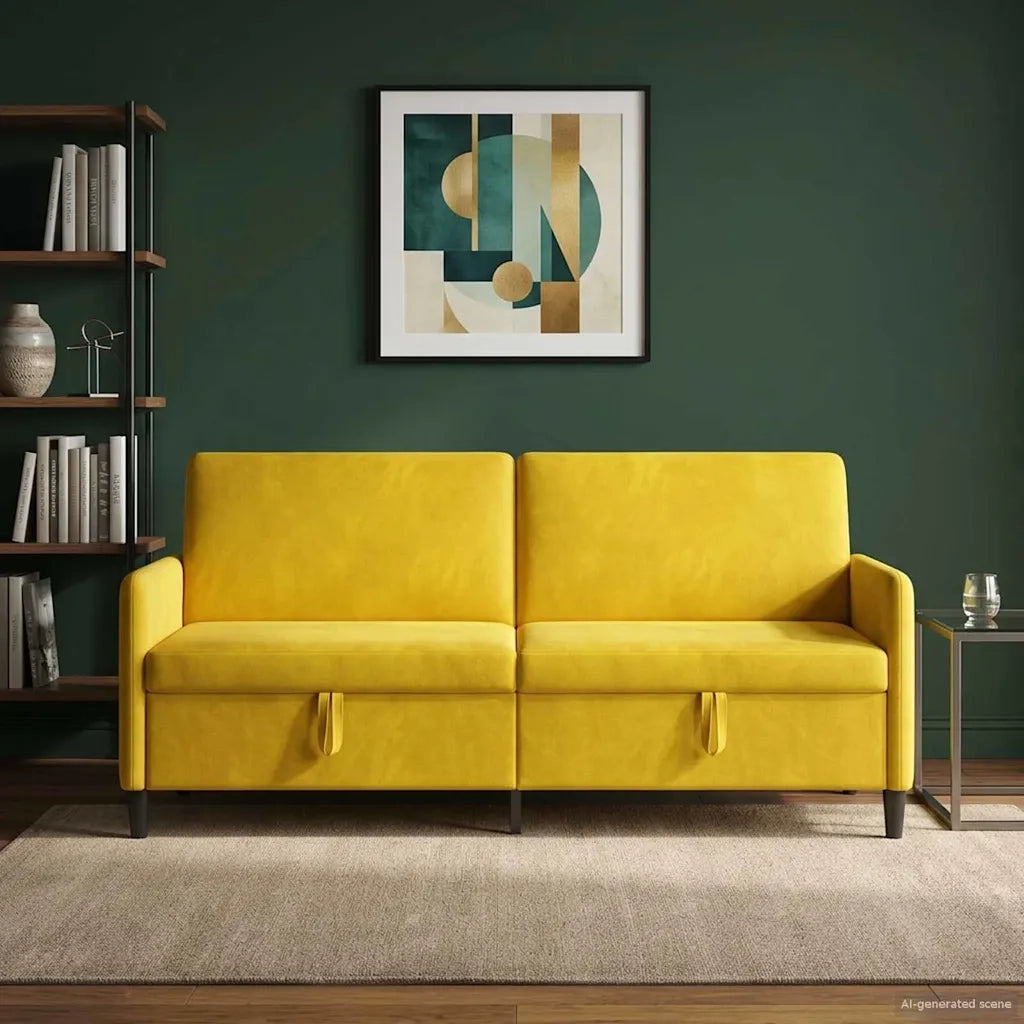 Divano con Storage Giallo 192 x 78 x 87 cm Poliestere 42036996