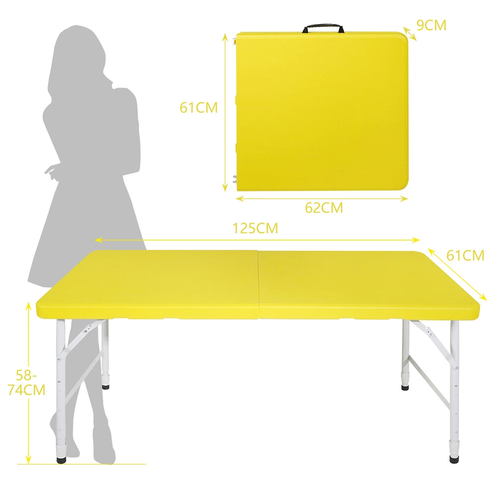 Tavolo-Xylo-125cm pieghevole giallo regolabile portatile 135kg