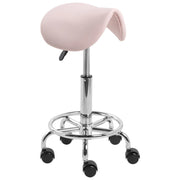 Sgabello da ufficio rosa pastello in ecopelle con struttura in metallo imbottito girevole regolabile in altezza arredamento per ufficio