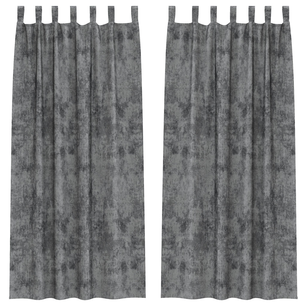 Tende in Velluto 2 pcs con Occhielli Grigie 245x140 cm
