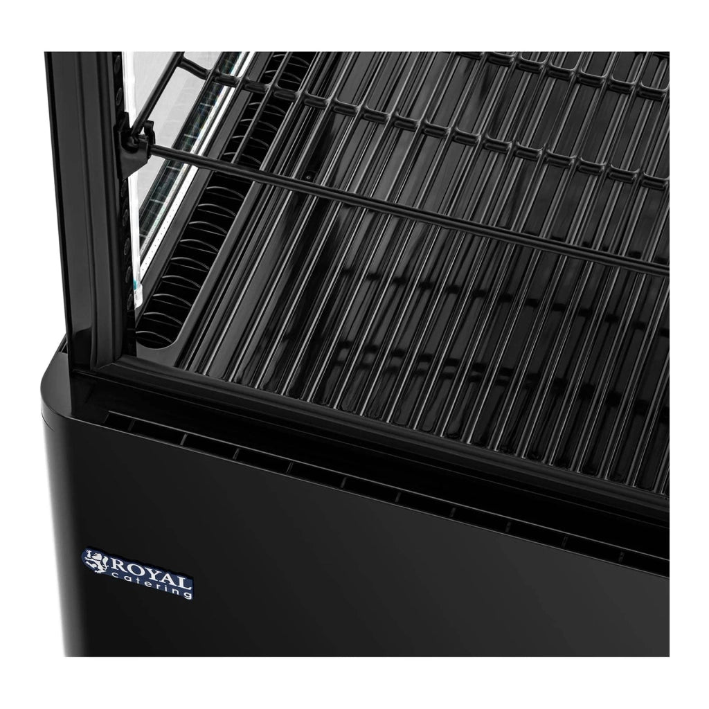 Vetrina refrigerata da 58 litri 3 ripiani chiudibili a chiave vetro temperato nero plastica 14_0005392