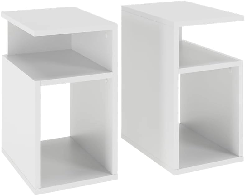 Comodino Elios, Bianco, Set di 2