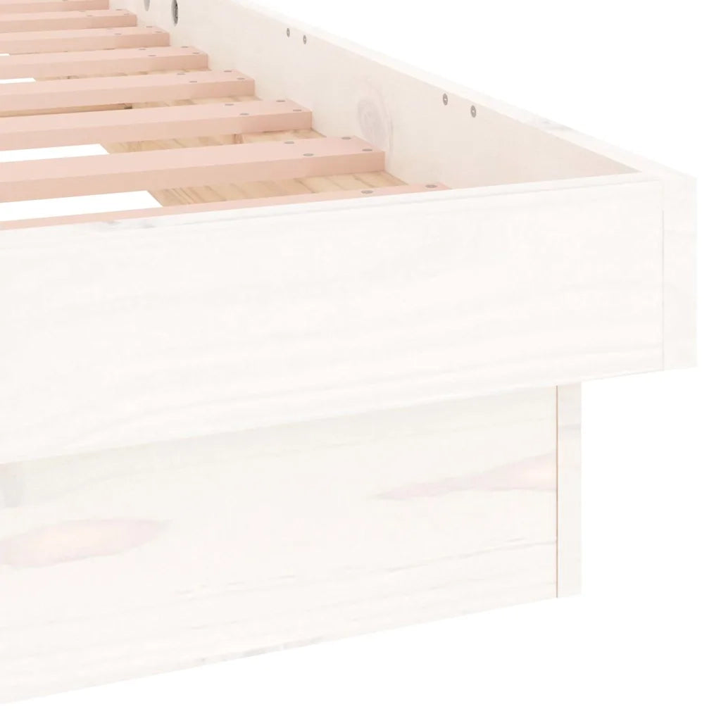 Giroletto LED-Struttura Letto con LED Bianco 75x190 cm Small Single Legno Massello 267769