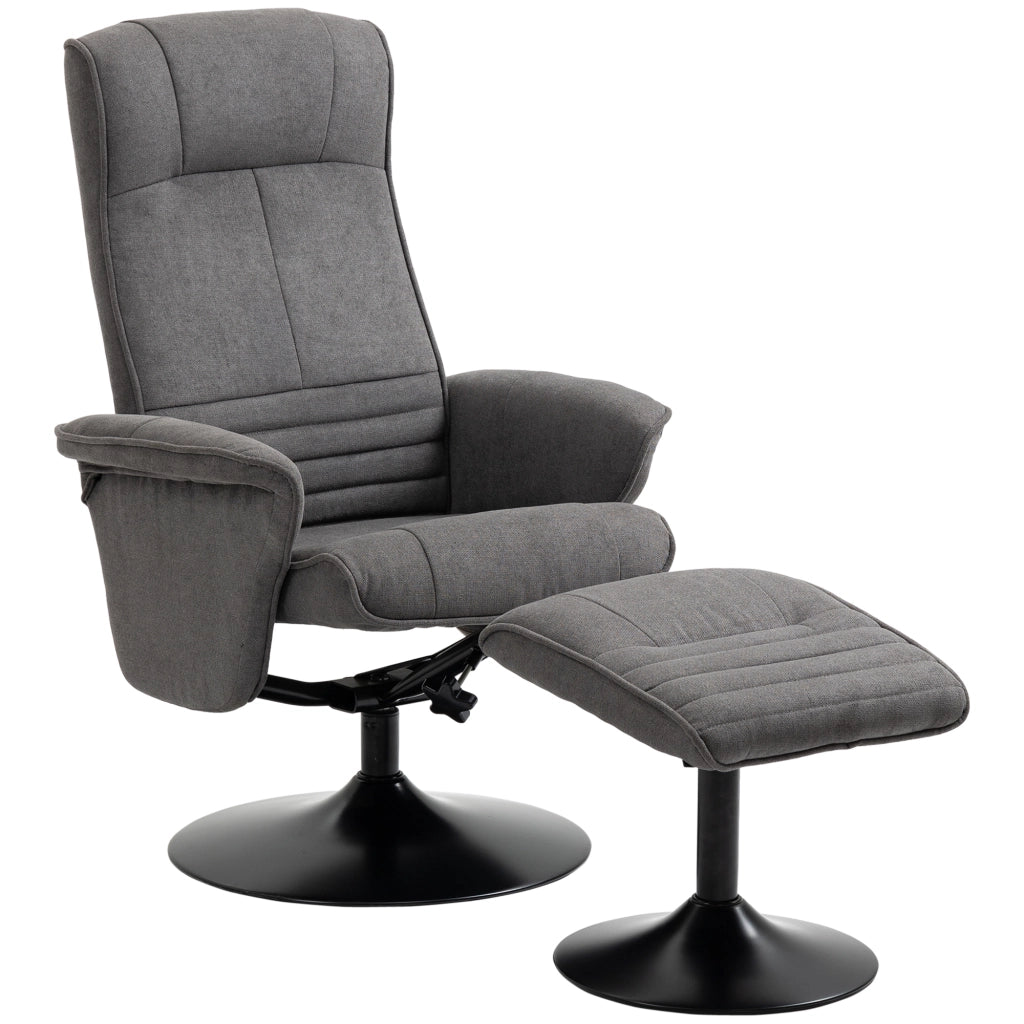 Poltrona Relax con Poggiapiedi e Schienale Regolabile ¨C Zephmum ¨C Grigio Scuro 69x71x104