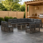 Set Divano da Giardino 13 pz Grigio e Grigio Scuro polyrattan 3437018