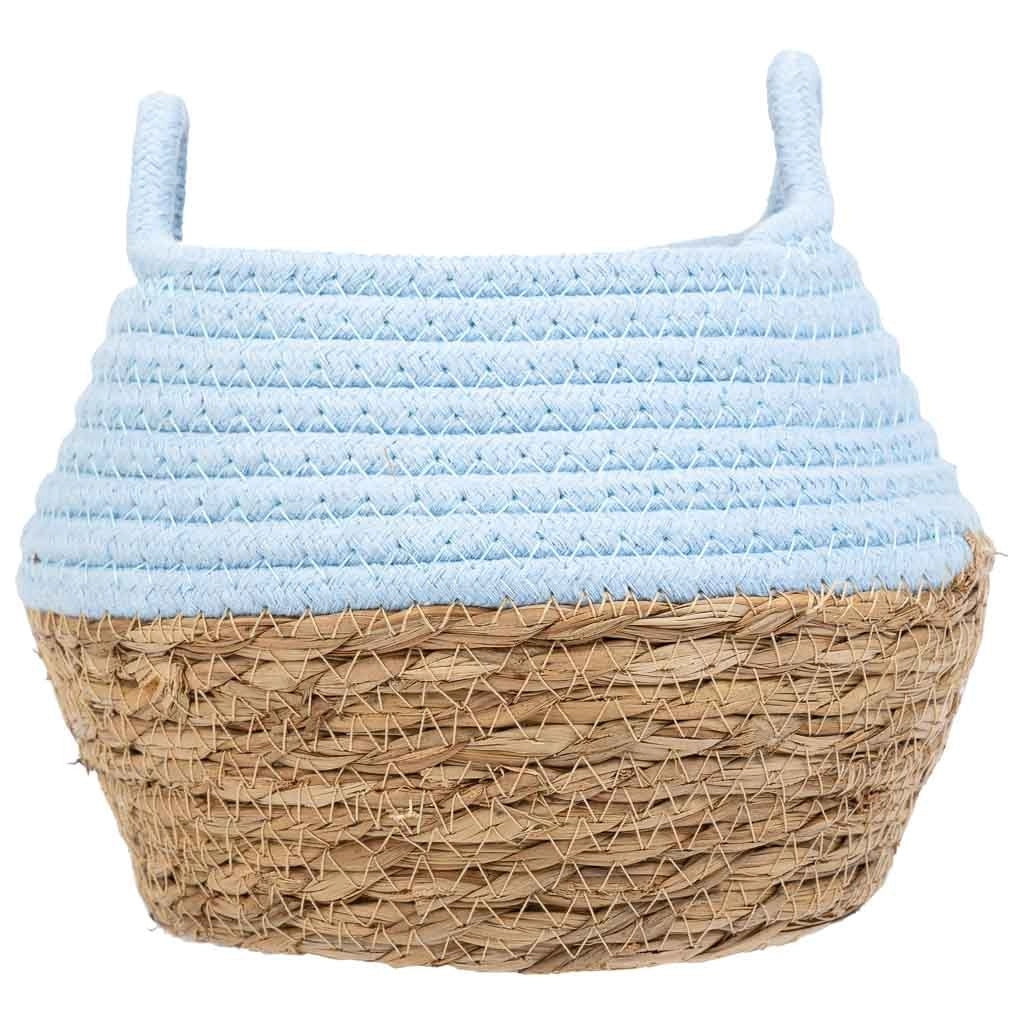 Cesto in fibra naturale e cotone blu d18x13/16,5h