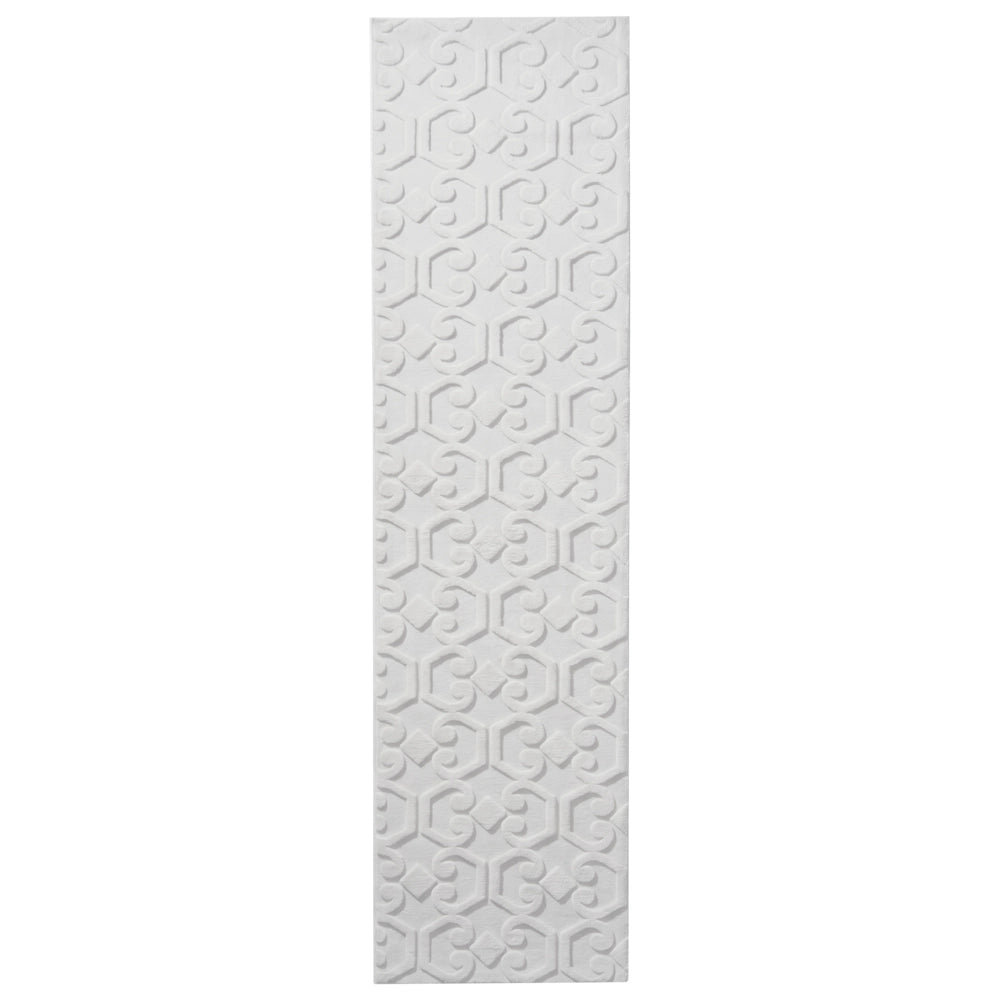 Tappeto decorativo rettangolare in jacquard 80 x 300 cm, grigio chiaro design elegante