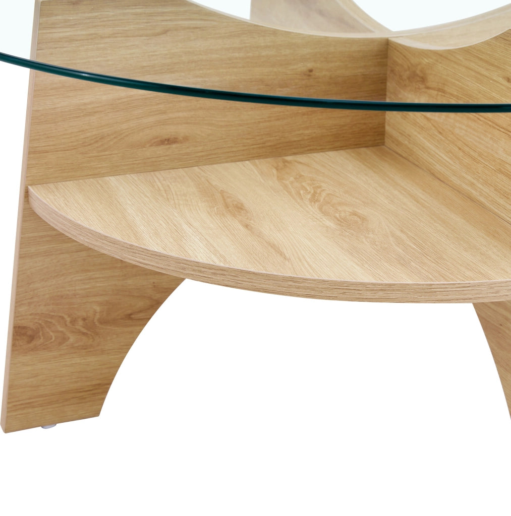 Tavolino da caffè ? 80 x 36 cm con piano in vetro di sicurezza; MDF naturale trasparente