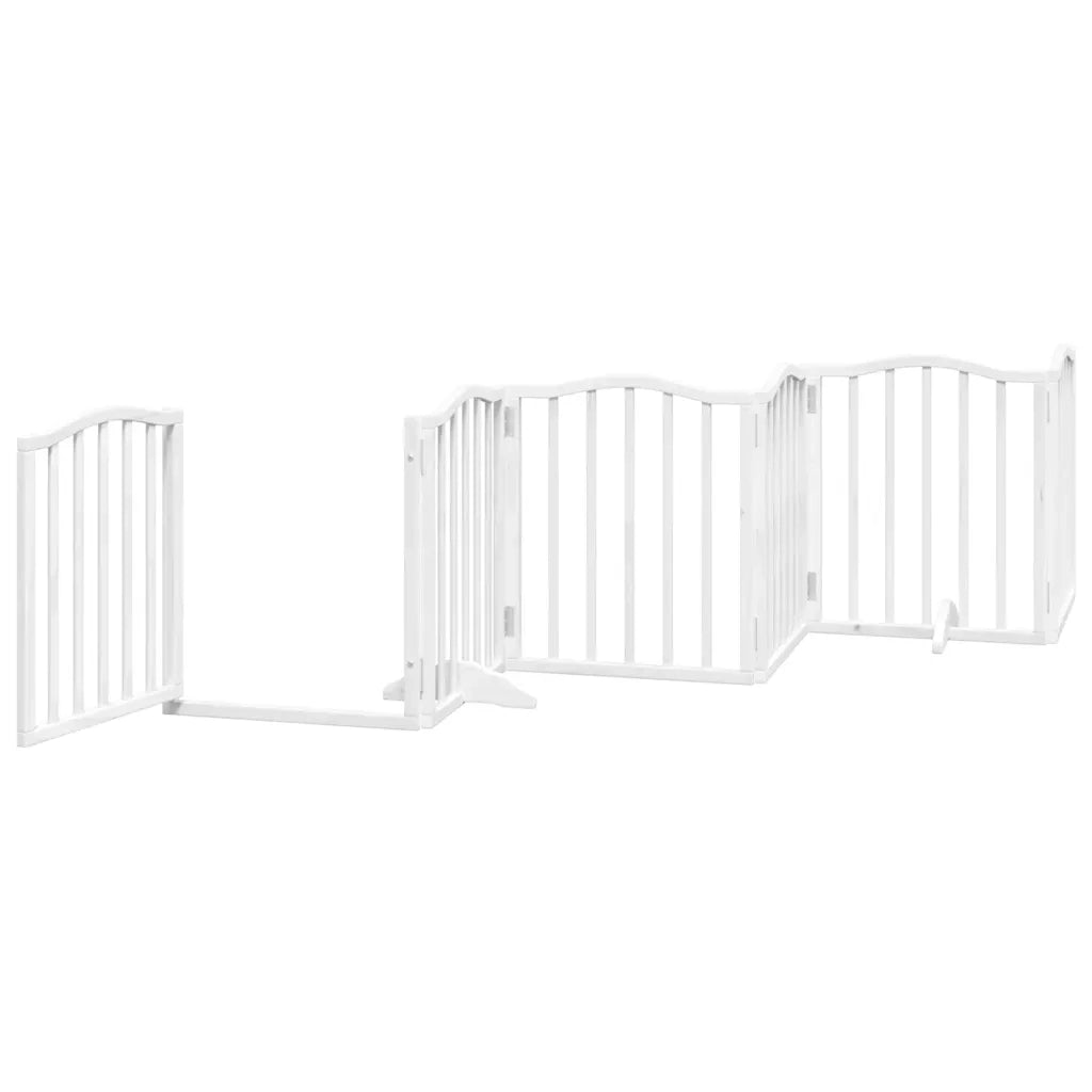 vidaXL Cancello Cani Porta Pieghevole Bianco 12 Pannelli 600 cm Pioppo