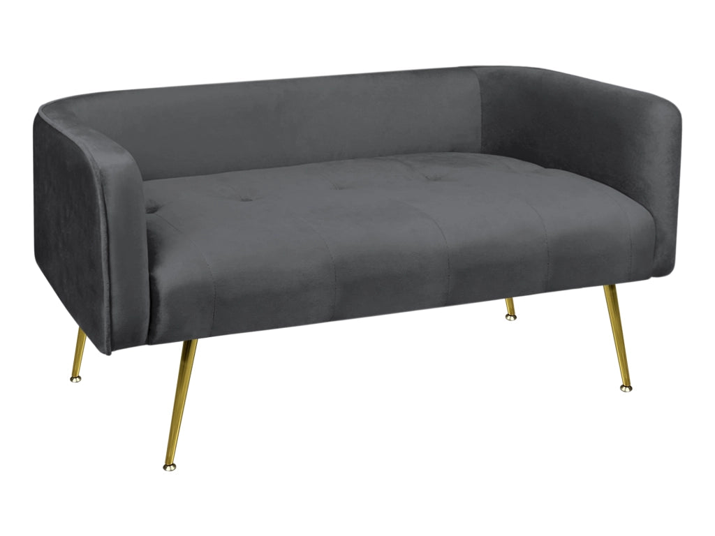 Divano Due Posti In Velluto Gambe In Acciaio Color Oro Divanetto 2 Persone 126x49x57 Cm Design Moderno Soggiorno Panca Pie Di Letto - Stone