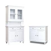Set 1 cristalliera 1 credenza classica legno shabby chic bianco opaco - Mobili 2G
